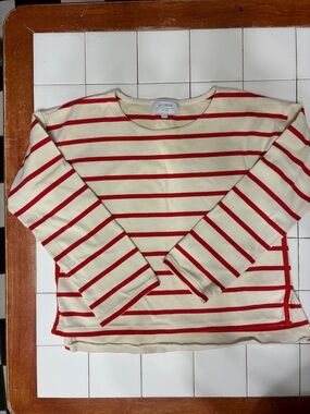La Ligne New York Breton Ecru and Red Striped Boatneck Top Size S